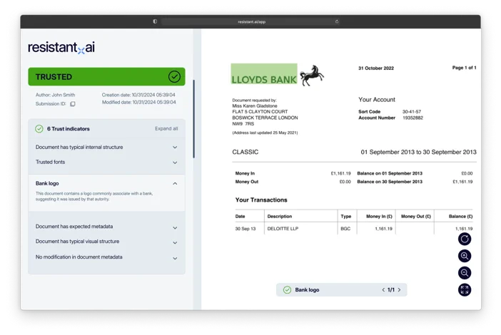 screenshot of Resistant AI